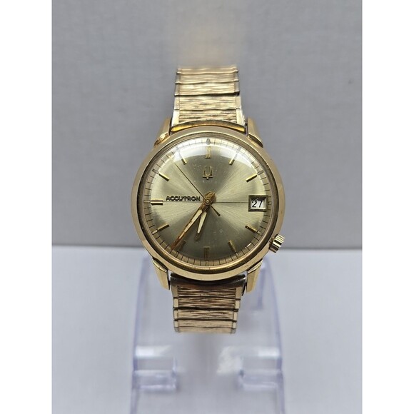 Bulova Accutron 218 Tuning Fork 14K  Gold Filled 1967 M7 Date Vintage Watch Mens - Picture 1 of 13